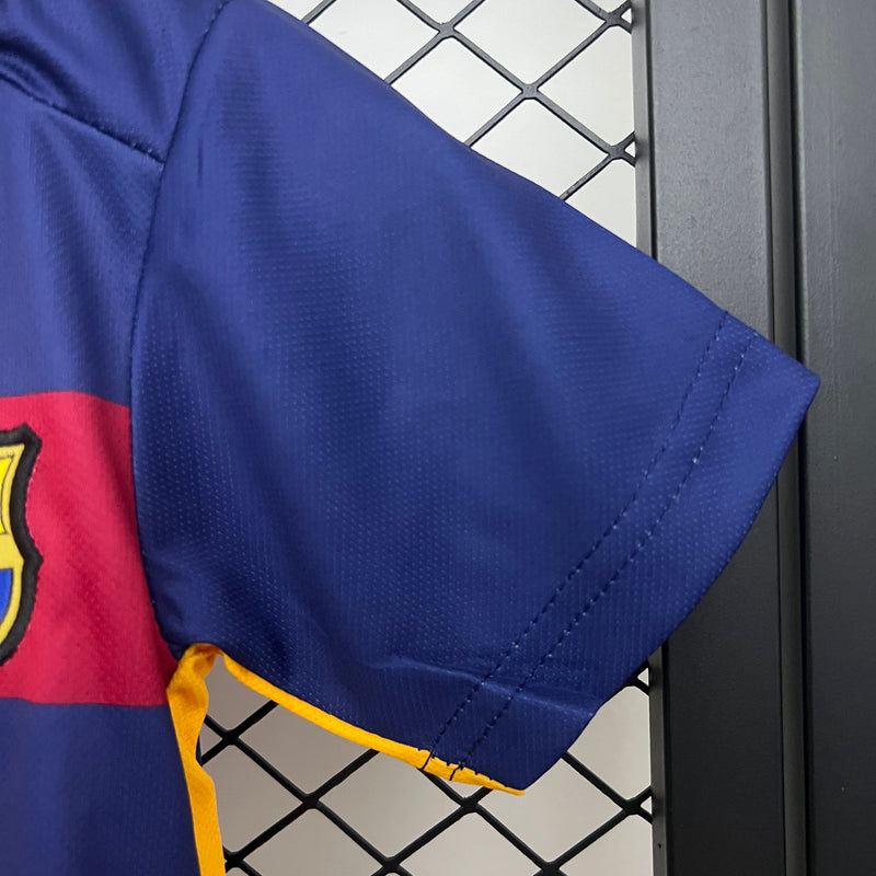 Camiseta y Pantalones Cortos para Niño FC Barcelona Retro 15/16