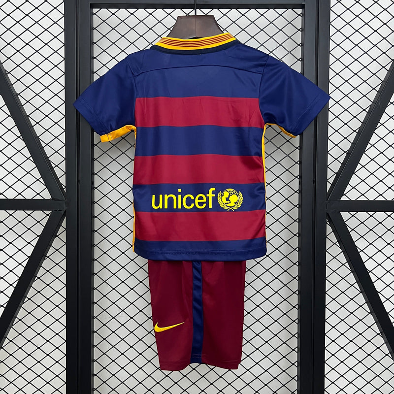 Camiseta y Pantalones Cortos para Niño FC Barcelona Retro 15/16