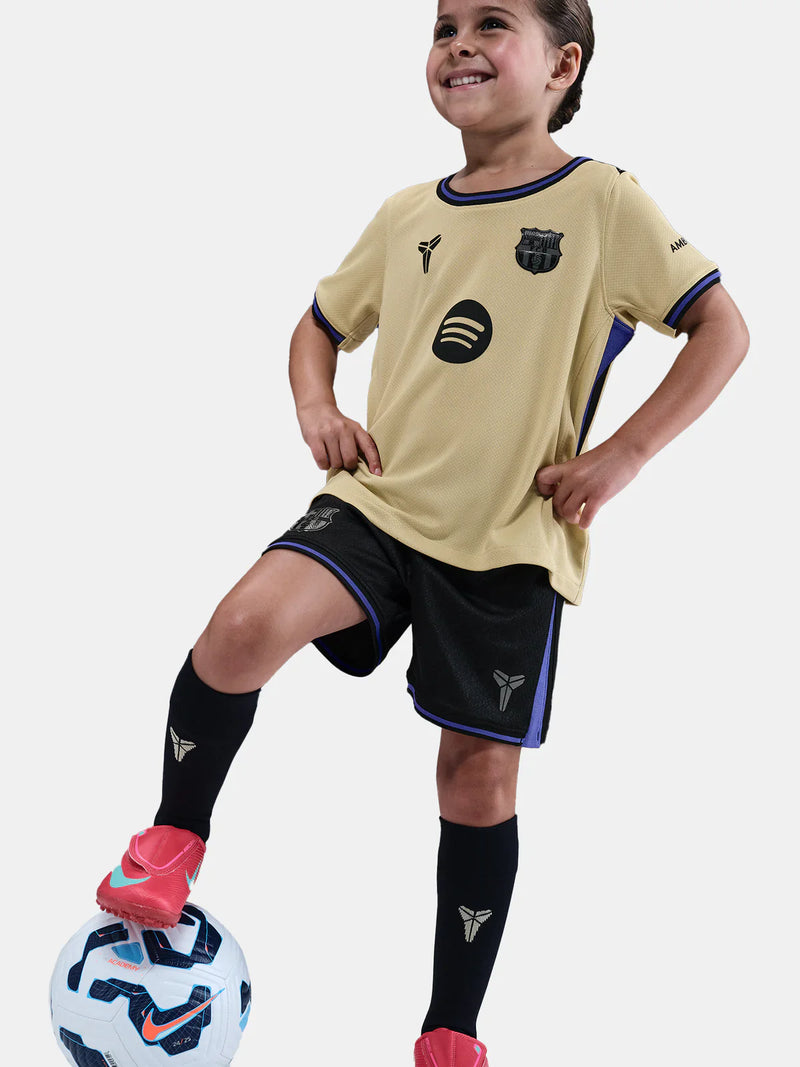 Camiseta y Pantalones Cortos para Niño FC Barcelona Away 25/26 - Con Medias