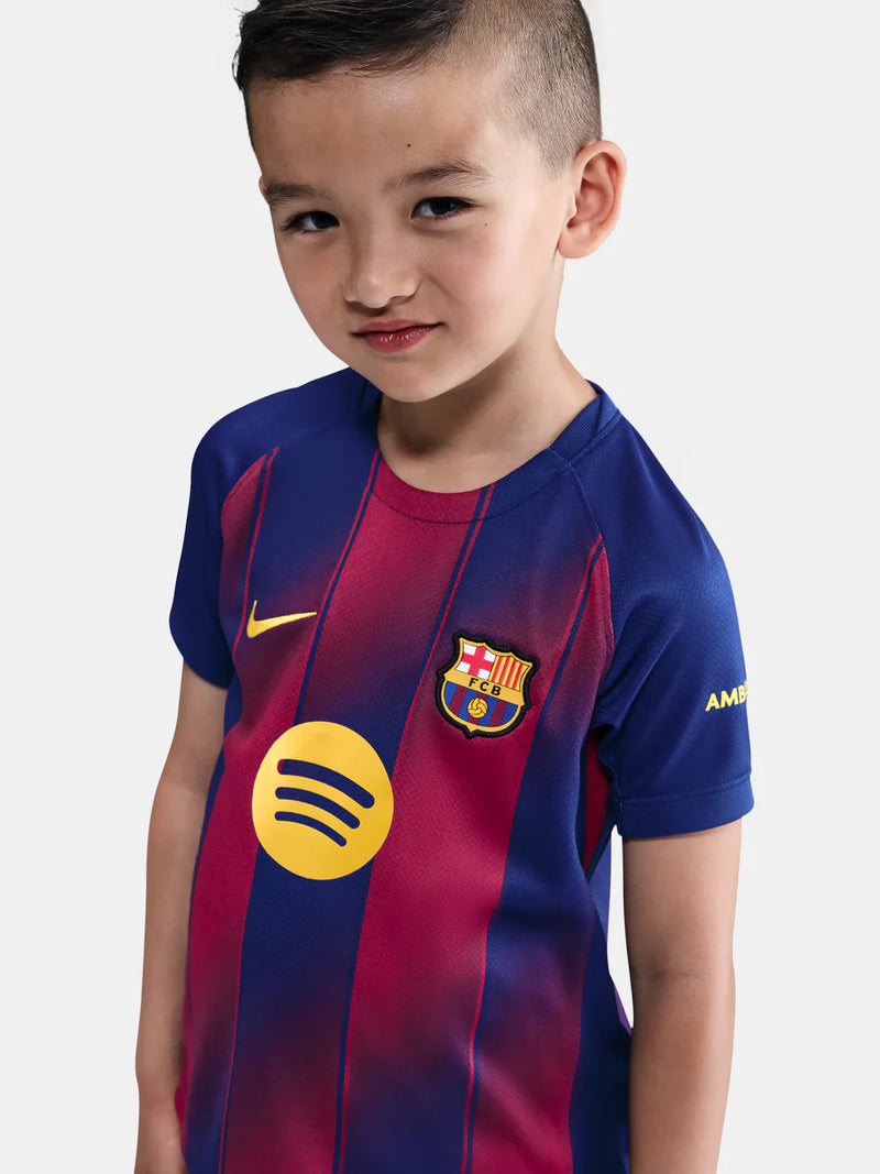 Camiseta y Pantalones Cortos para Niño FC Barcelona Home 25/26 - Con Medias