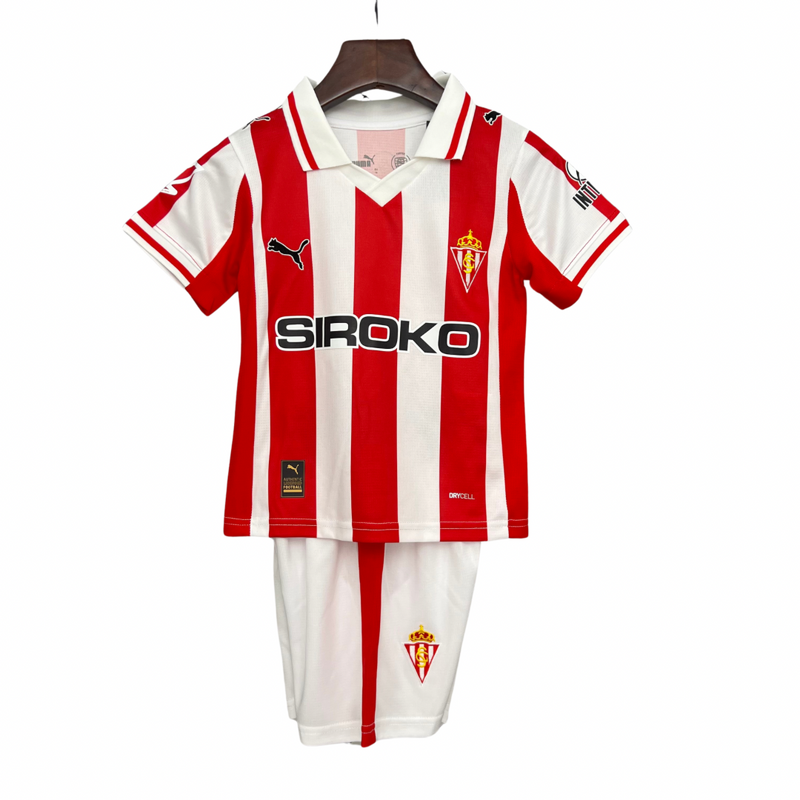 Camisetas y Pantalones Cortos Niños  Sporting Gijon Home 25/26