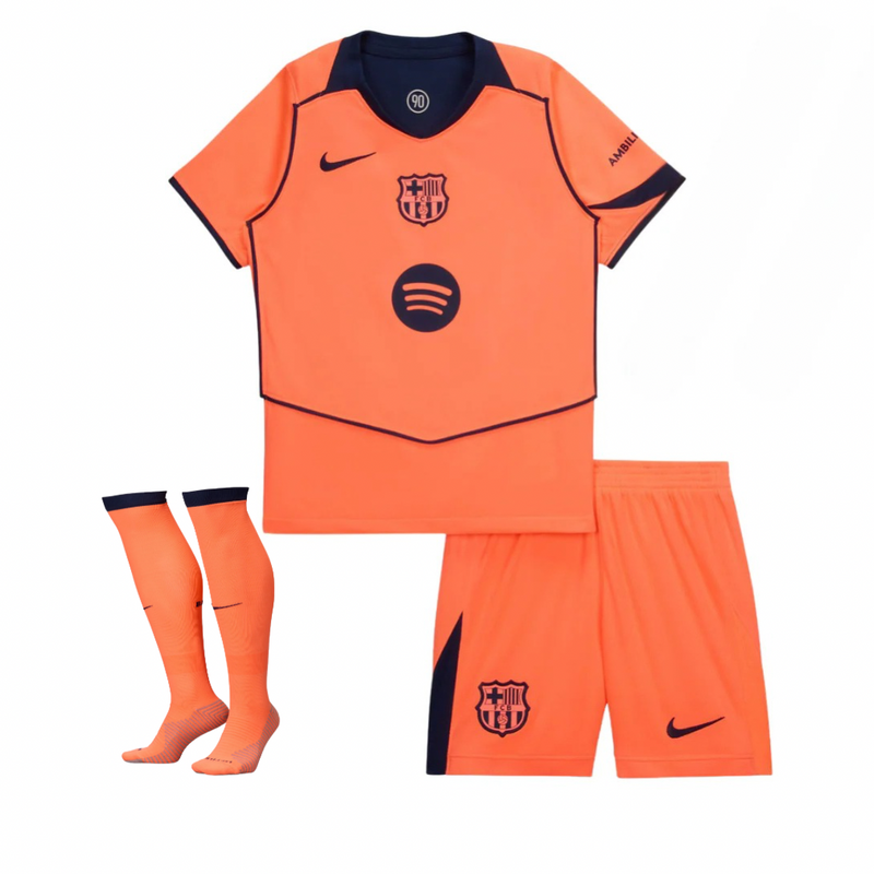 Camiseta y Pantalones Cortos para Niño FC Barcelona Third 25/26 - Con Medias