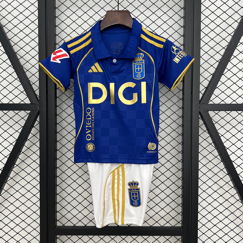 Camisetas y Pantalones Cortos Niños Real Oviedo Home 25/26