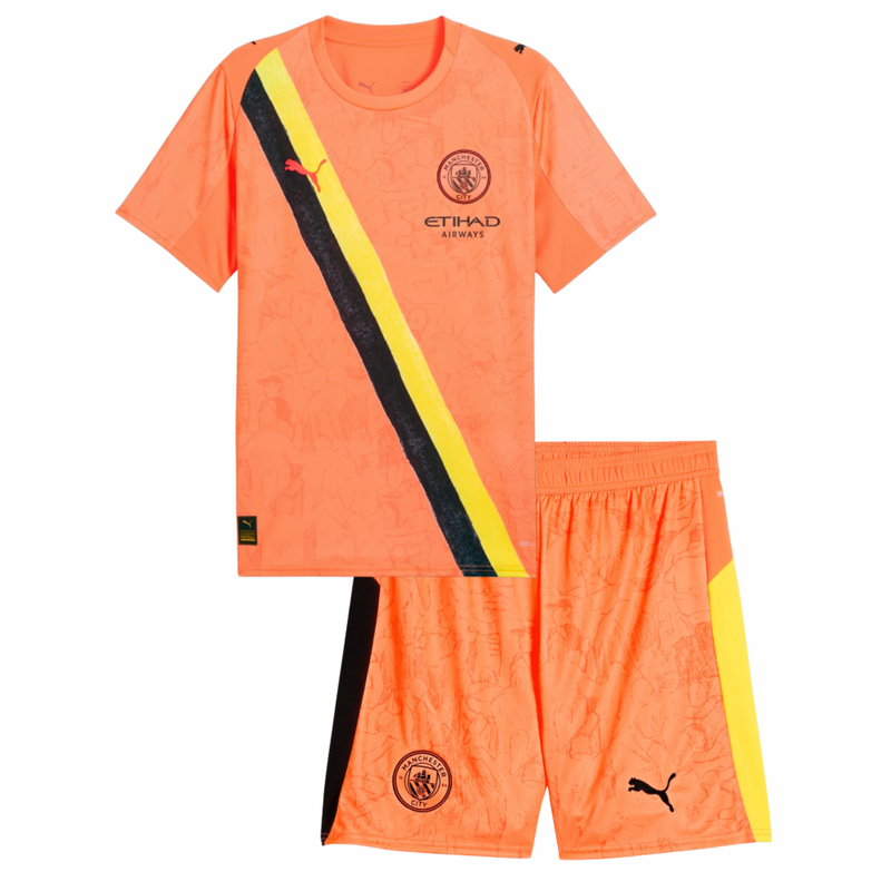Camisa e Pantalones Cortos para Niños Manchester City Portero 25/26