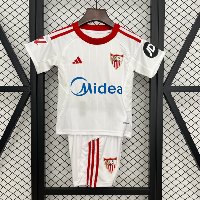 Camisetas y Pantalones Cortos Niños Sevilla FC Home 25/26